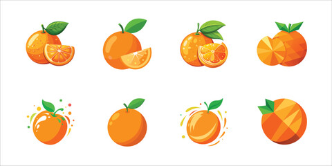Collection of orange fruit illustrations