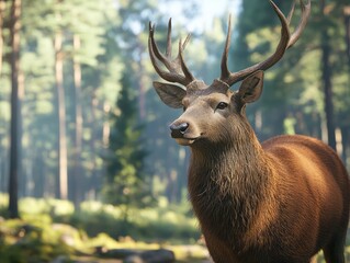 Fototapeta premium Majestic stag forest scene