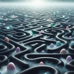 Obraz premium Illustrations of Licorice Labyrinth in the Marshmallow Fog