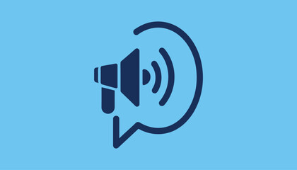 Megaphone Icon with Sound Waves – Speech Bubble and Announcement Symbol for Communication, Marketing, and Media