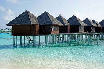 water villas on a exotic maldives island