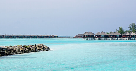 water villas on a exotic maldives island
