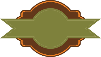 vintage and organic-themed label designs featuring ribbon banners and circular badge elements. The color palette includes earthy tones like green, brown, and orange, evoking a natural and eco-friendly