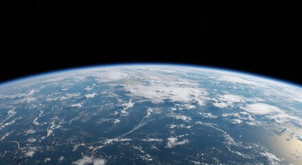 Fototapeta premium Earth From Space Orbit View with Clouds and Ocean