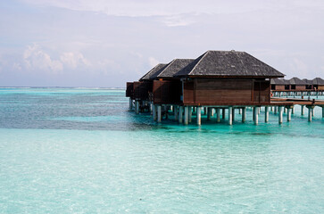 water villas on a exotic maldives island