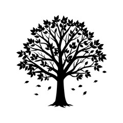 Obraz premium Fall Tree Silhouette vector illustration