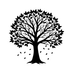Obraz premium Fall Tree Silhouette vector illustration