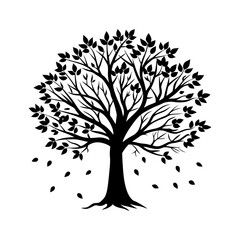 Obraz premium Fall Tree Silhouette vector illustration