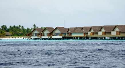 water villas on a exotic maldives island