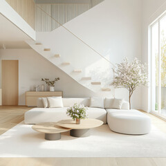 Modern Minimalist Living Room with Elegant Furniture and Natural Light