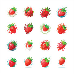 Colorful Strawberry Splash Illustrations
