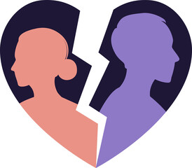 Man and a woman in a quarrel on transparent background. Conflicts between husband and wife. Disagreement, relationship troubles. Concept of divorce, misunderstanding in family.