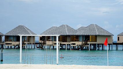 water villas on a exotic maldives island