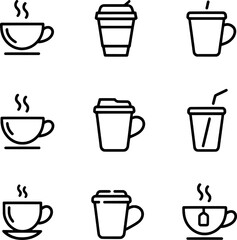 Vector Illustration Of Coffee And Tea Cups Icons For Design Elements