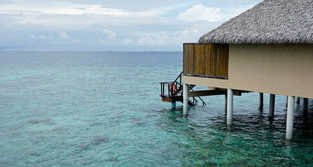 water villas on a exotic maldives island