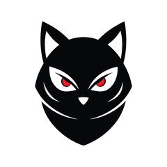 ninja cat animal head mascot logo vector art illustration