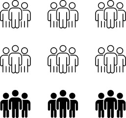 People Group Line Icons Representing Teamwork Social Connection Or Community
