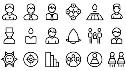 Fototapeta premium Vector set of black silhouette icons represents business people and women