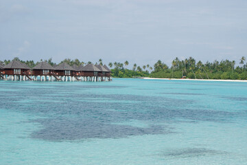 water villas on a exotic maldives island