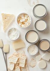 Variety of dairy products displayed