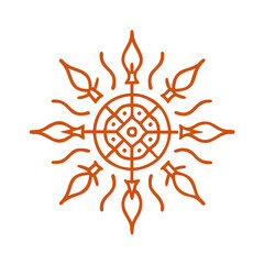 Vajra Thunderbolt Symbol, Orange Line Art