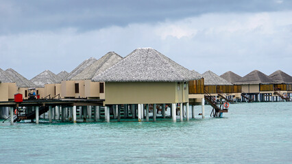 water villas on a exotic maldives island