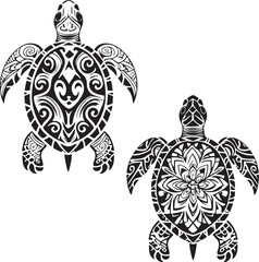 Naklejka premium Tribal Turtle Tattoo Designs