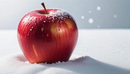 red apple in snow