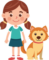Girl with pet dog