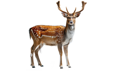Isolated fallow deer buck with antlers wildlife animal nature image stock on transparent background