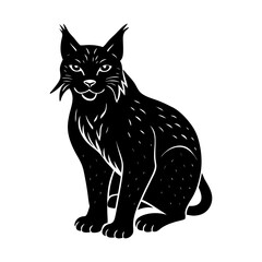 Obraz premium Sitting lynx wildcat feline vector graphic design silhouette