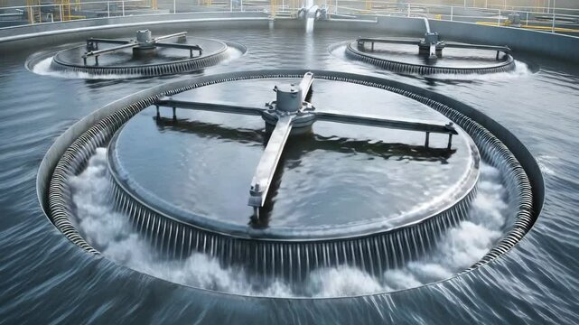 Efficient waste treatment plant with advanced technology for water purification and industrial machinery, showcasing optimal management solutions.