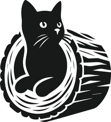 Black cat peeking vector animal silhouette
