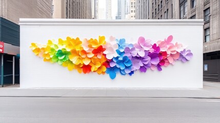 Colorful flower mural adorns city building