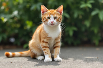 cat on a wooden table