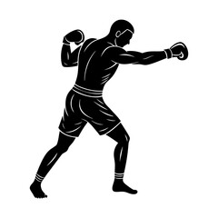 Silhouette of a boxer throwing a punch vector art