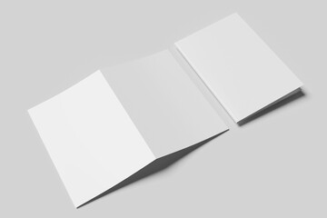 Blank white bi-fold brochure template mockup