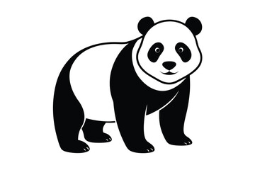 panda bear line art silhouette vector illustration isolated on white background