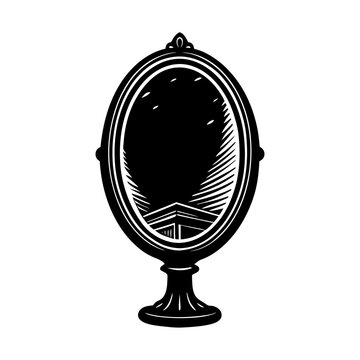 recommend clip art: Antique vanity mirror vintage reflection design art silhouette