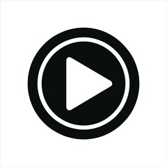 Play button icon with circular frame in White Background