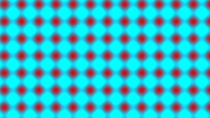Vibrant, repeating pattern of red circles on a light turquoise background.  Blending colors create a soft, subtle effect