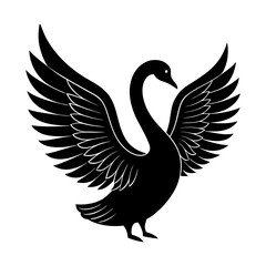 Obraz premium Elegant swan with open wings vector illustration silhouette