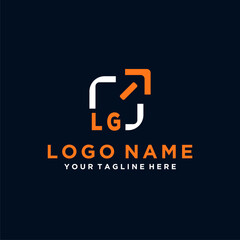 LG initials minimal modern technology logo design