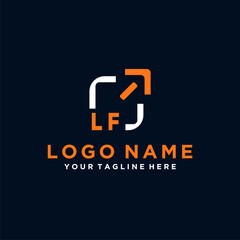 LF initials minimal modern technology logo design