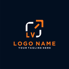 LV initials minimal modern technology logo design