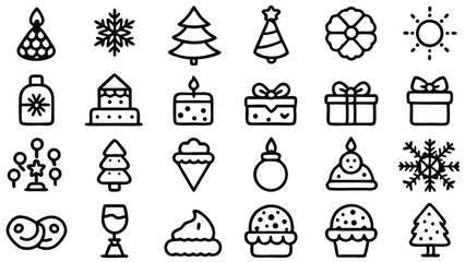 Set of black silhouette vector icons shows religious symbols and church signs for celebration and design