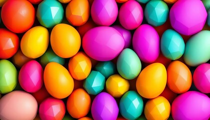 Obraz premium Vibrant geometric egg shapes form a seamless, repeating pattern with ample empty space, wallpaper, geometric pattern