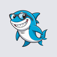 Smiling shark cartoon mascot vector art illustration file  