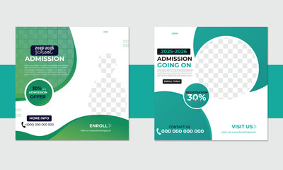 social media post banner template. Back to school get admission promotion template, admission poster design, education