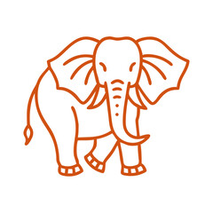 Simple Line Art Elephant Illustration Icon